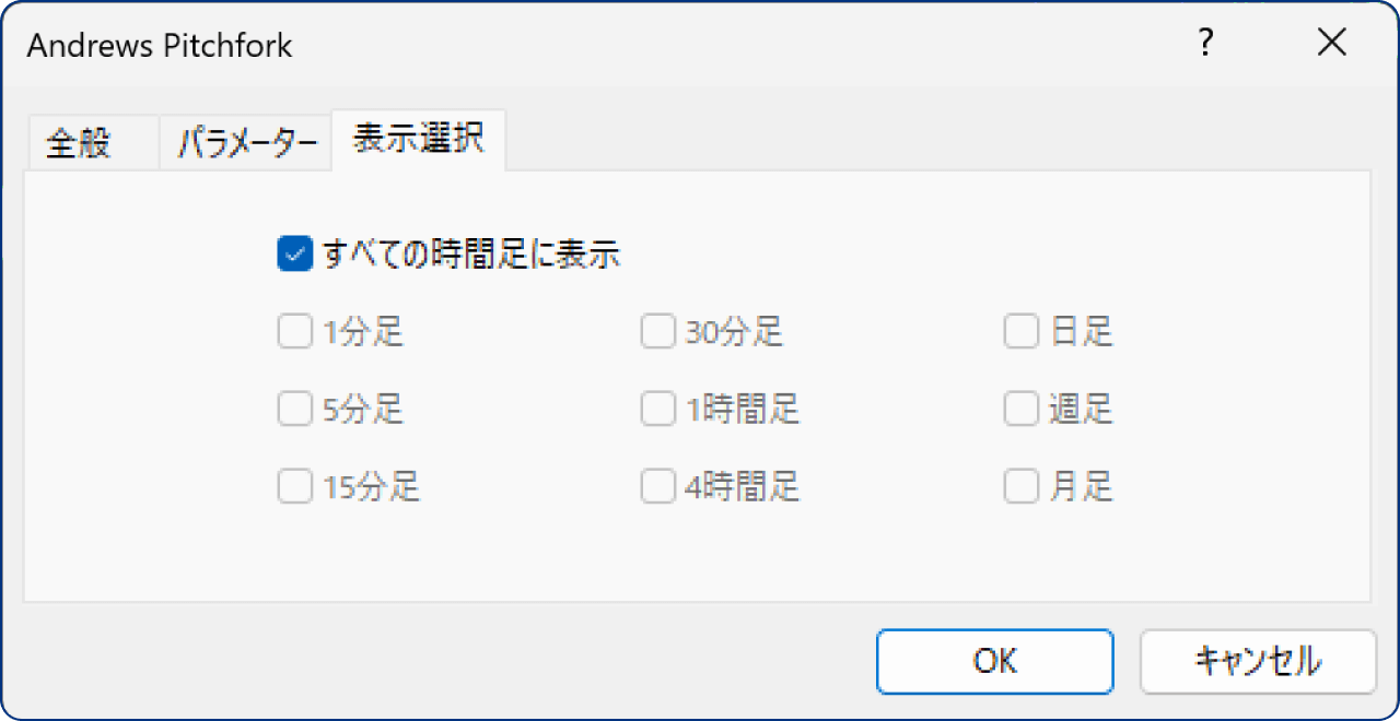 「表示選択」タブの設定