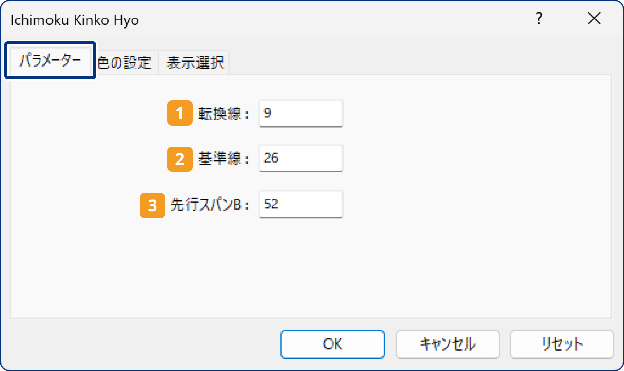 「パラメーター」タブの設定