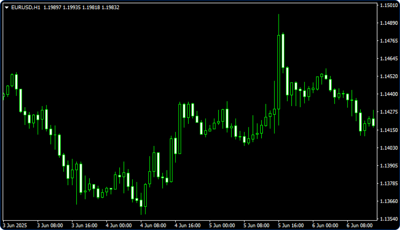 作業中のチャート（可視範囲）を選択した場合