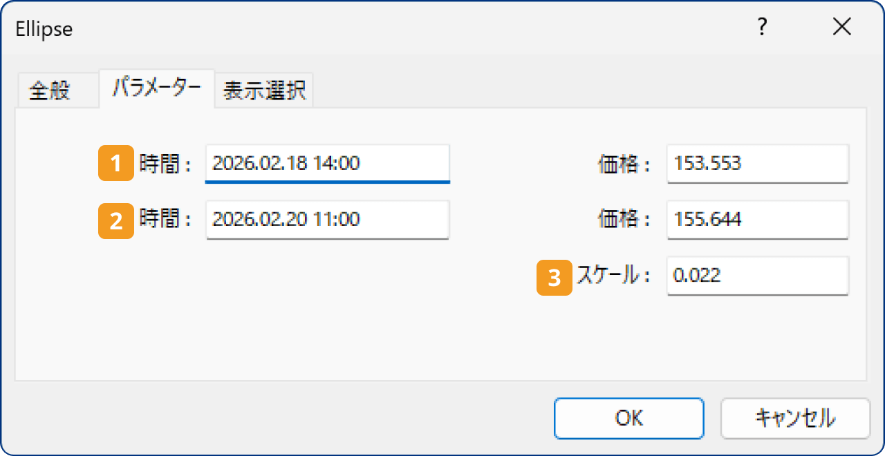 「パラメーター」タブの設定